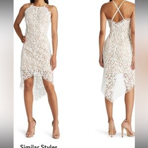 Lulu’s White Lace Dress w/ Nude Underlay; Size XL; NWT NEVER WORN